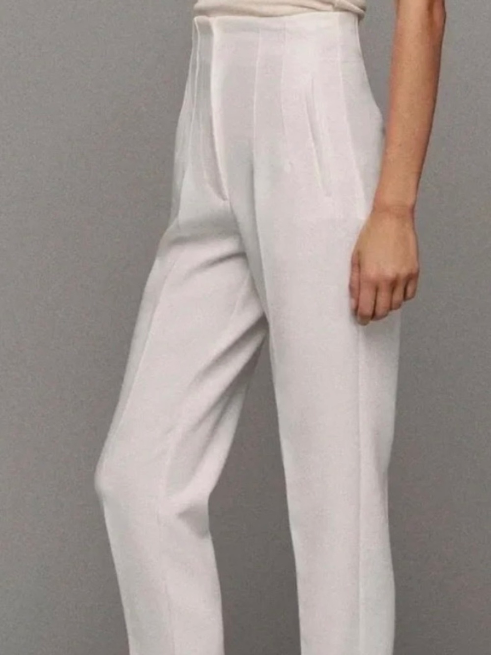 Zara high waisted white tapered pant